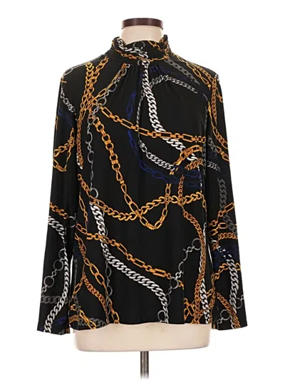 Pre-owned Susan Graver Long Sleeve Blouse In Black
