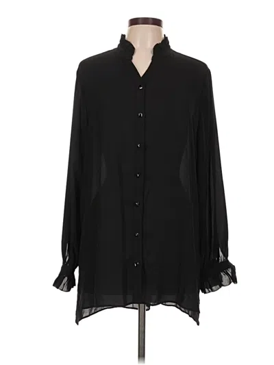 Pre-owned Susan Graver Long Sleeve Blouse In Black