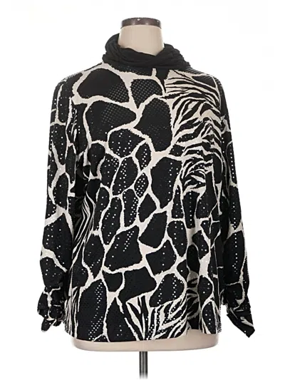 Pre-owned Susan Graver Long Sleeve Blouse In Black