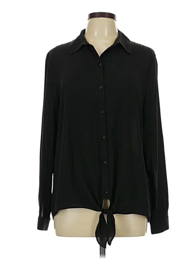Pre-owned Susan Graver Long Sleeve Blouse In Black