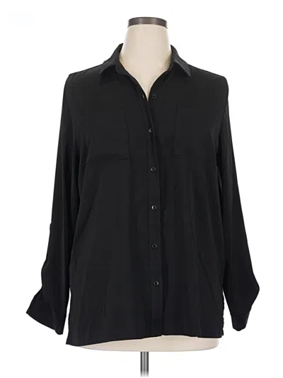 Pre-owned Susan Graver Long Sleeve Blouse In Black