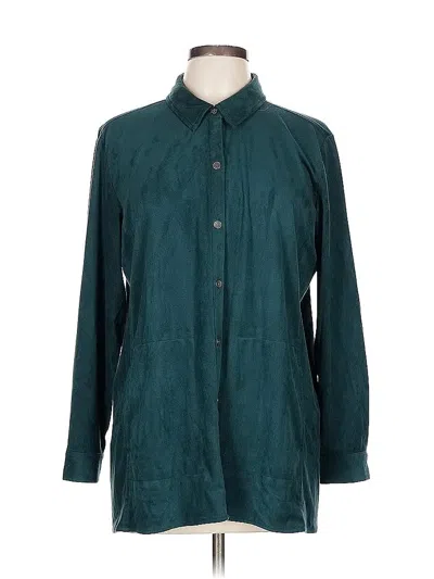 Pre-owned Susan Graver Long Sleeve Blouse In Blue