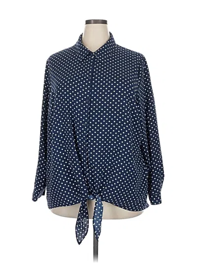 Pre-owned Susan Graver Long Sleeve Blouse In Blue