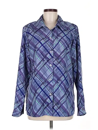 Pre-owned Susan Graver Long Sleeve Blouse In Blue