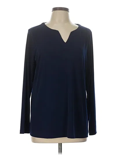 Pre-owned Susan Graver Long Sleeve Blouse In Blue