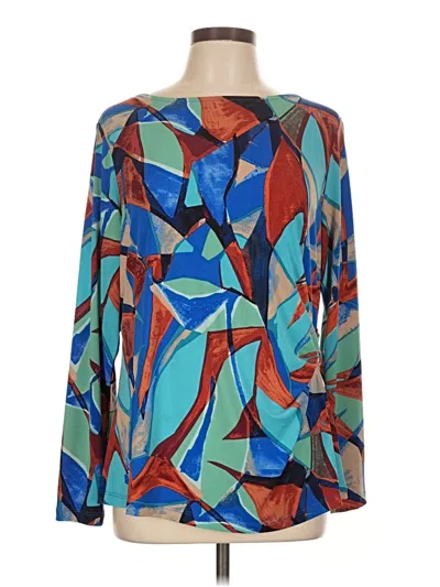 Pre-owned Susan Graver Long Sleeve Blouse In Blue