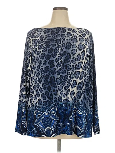 Pre-owned Susan Graver Long Sleeve Blouse In Blue