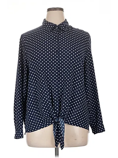 Pre-owned Susan Graver Long Sleeve Blouse In Blue