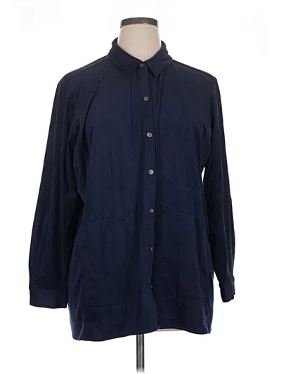 Pre-owned Susan Graver Long Sleeve Blouse In Blue