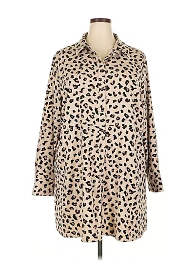 Pre-owned Susan Graver Long Sleeve Blouse In Brown