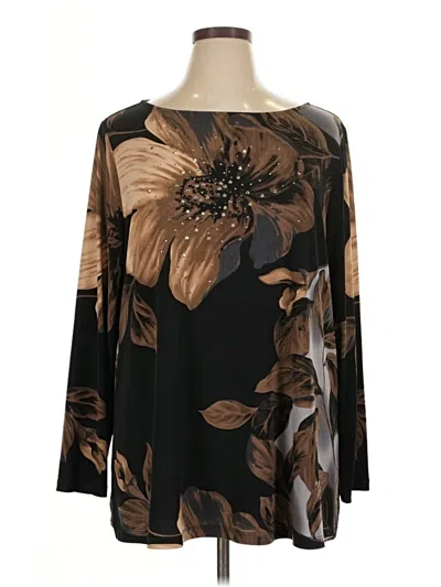 Pre-owned Susan Graver Long Sleeve Blouse In Brown