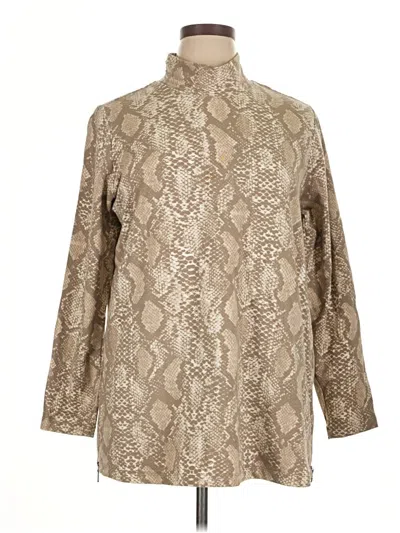 Pre-owned Susan Graver Long Sleeve Blouse In Brown