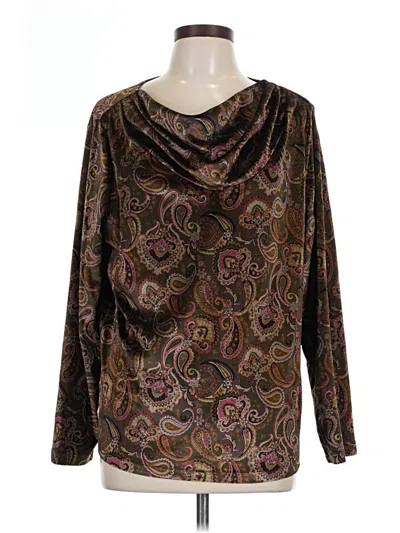 Pre-owned Susan Graver Long Sleeve Blouse In Brown