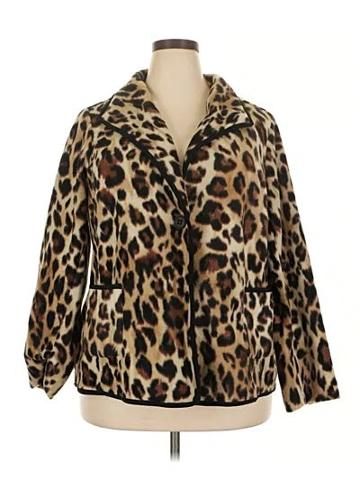 Pre-owned Susan Graver Long Sleeve Blouse In Brown