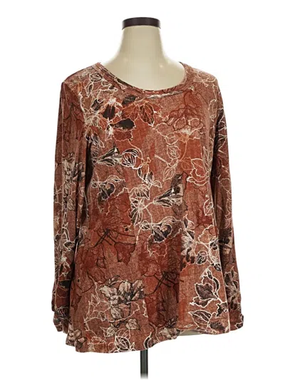 Pre-owned Susan Graver Long Sleeve Blouse In Brown