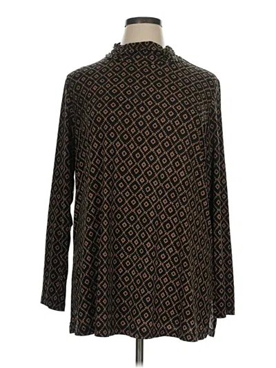 Pre-owned Susan Graver Long Sleeve Blouse In Brown