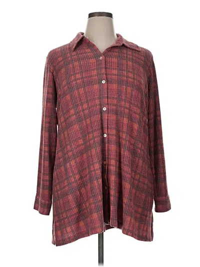 Pre-owned Susan Graver Long Sleeve Blouse In Burgundy