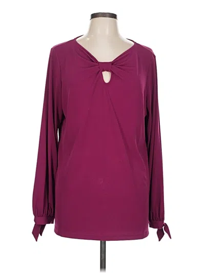 Pre-owned Susan Graver Long Sleeve Blouse In Burgundy
