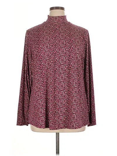 Pre-owned Susan Graver Long Sleeve Blouse In Burgundy