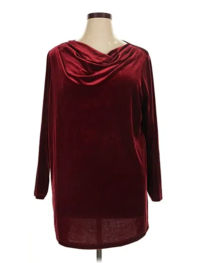 Pre-owned Susan Graver Long Sleeve Blouse In Burgundy