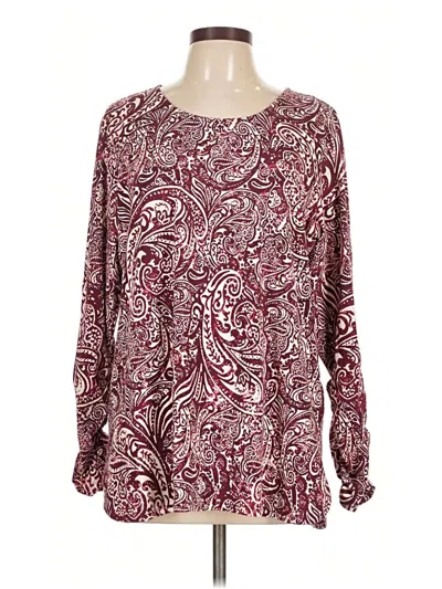 Pre-owned Susan Graver Long Sleeve Blouse In Burgundy