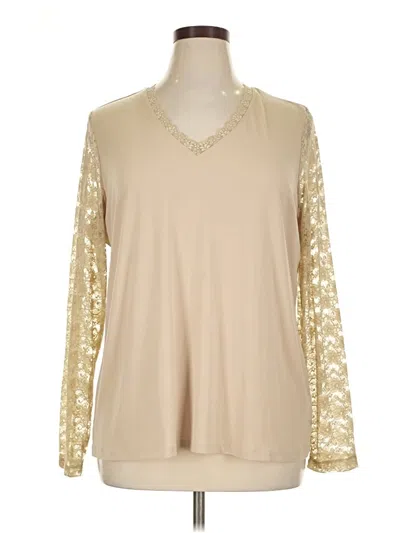 Pre-owned Susan Graver Long Sleeve Blouse In Gold