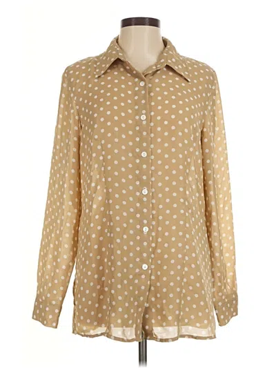 Pre-owned Susan Graver Long Sleeve Blouse In Gold