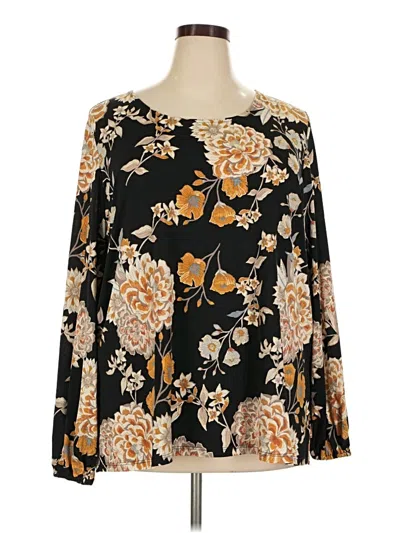 Pre-owned Susan Graver Long Sleeve Blouse In Gold