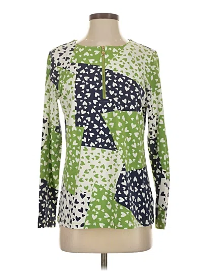 Pre-owned Susan Graver Long Sleeve Blouse In Green