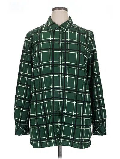 Pre-owned Susan Graver Long Sleeve Blouse In Green