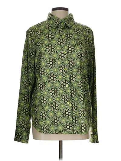 Pre-owned Susan Graver Long Sleeve Blouse In Green