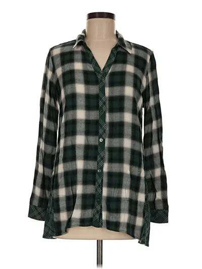 Pre-owned Susan Graver Long Sleeve Blouse In Green
