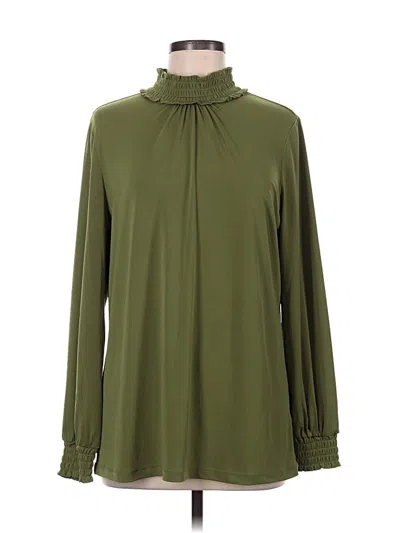 Pre-owned Susan Graver Long Sleeve Blouse In Green