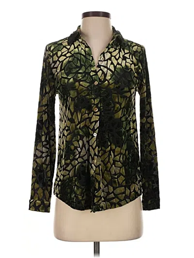 Pre-owned Susan Graver Long Sleeve Blouse In Green