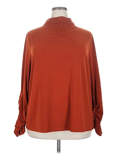 Pre-owned Susan Graver Long Sleeve Blouse In Orange