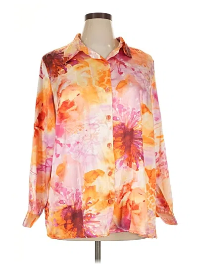 Pre-owned Susan Graver Long Sleeve Blouse In Orange