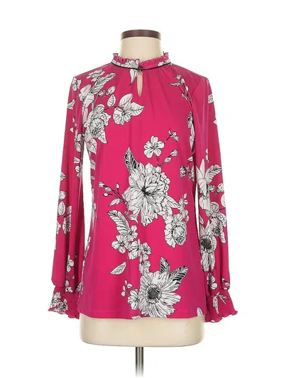 Pre-owned Susan Graver Long Sleeve Blouse In Pink