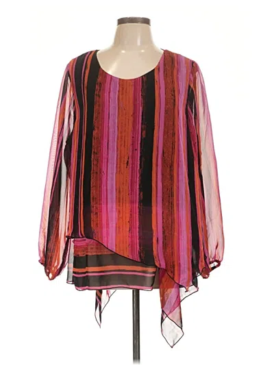 Pre-owned Susan Graver Long Sleeve Blouse In Pink