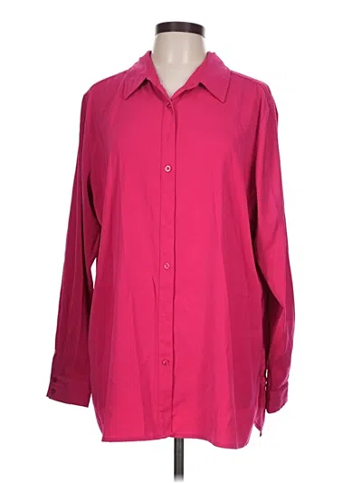 Pre-owned Susan Graver Long Sleeve Blouse In Pink