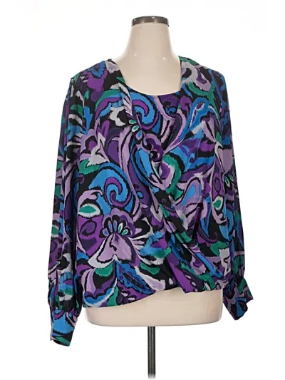 Pre-owned Susan Graver Long Sleeve Blouse In Purple