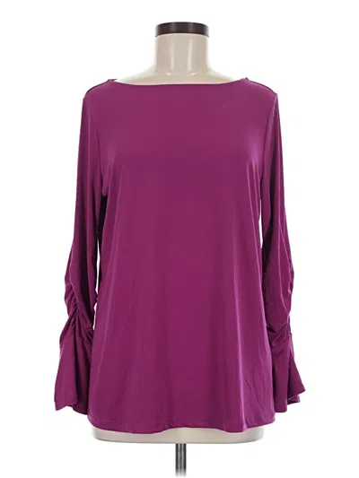 Pre-owned Susan Graver Long Sleeve Blouse In Purple