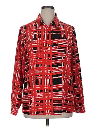 Pre-owned Susan Graver Long Sleeve Blouse In Red