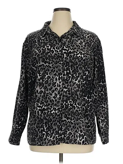 Pre-owned Susan Graver Long Sleeve Blouse In Silver
