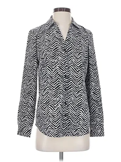 Pre-owned Susan Graver Long Sleeve Blouse In Silver