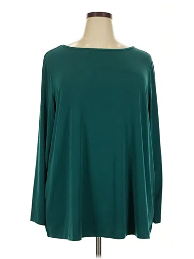 Pre-owned Susan Graver Long Sleeve Blouse In Teal