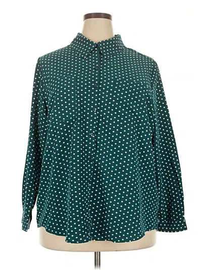 Pre-owned Susan Graver Long Sleeve Blouse In Teal