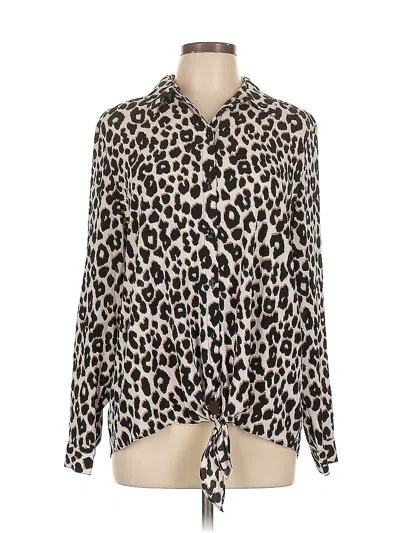 Pre-owned Susan Graver Long Sleeve Blouse In White