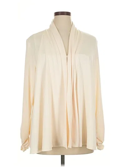 Pre-owned Susan Graver Long Sleeve Blouse In White