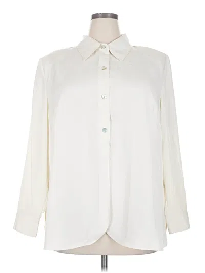 Pre-owned Susan Graver Long Sleeve Blouse In White