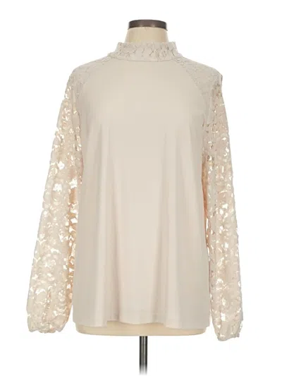 Pre-owned Susan Graver Long Sleeve Blouse In White